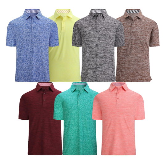 Custom Logo Mens Short Sleeve 3-Button Moisture Wicking Athletic T-Shirts Casual Collared Polo Golf Shirts