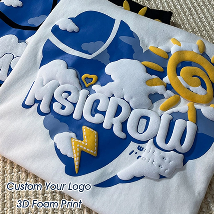 Custom Lettering Tshirt Heavyweight Oversized Top Quality Heavyweight Puff Print T-Shirt For Men
