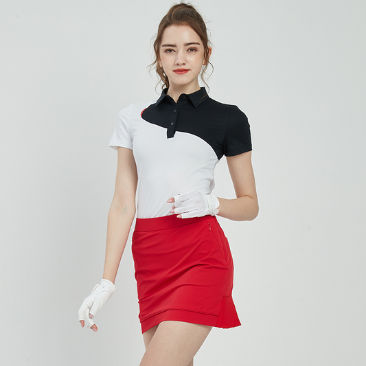 Custom Logo Summer Breathable Fashion Slim Contrast Color Sports Golf Apparel Polo T Shirt Woman