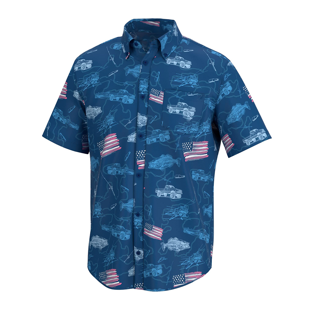 Design Casual Button Men's Shirt Luxury High Quality Stretch 100% Polyester Printed Men's Shirt