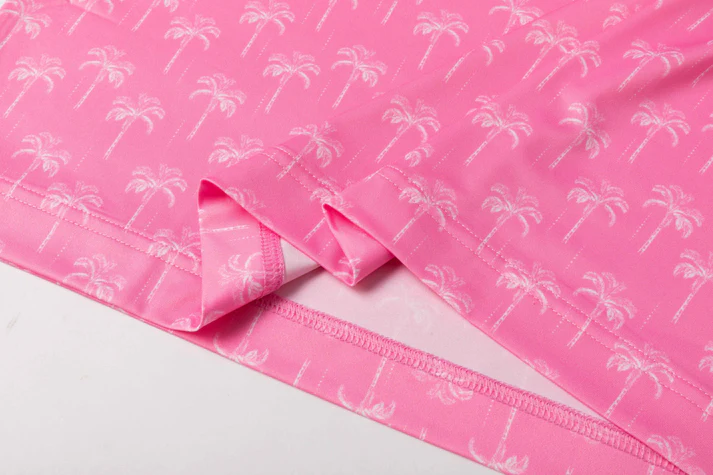 Pink Coconut Tree Polo Shirt - Antimicrobial Quick Dry Slim Fit for Men
