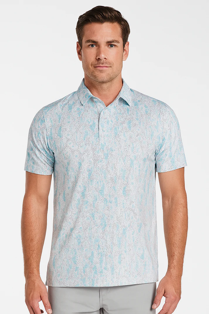 Cactus Print Polo Shirt for Men - Quick Dry Antimicrobial Slim Fit