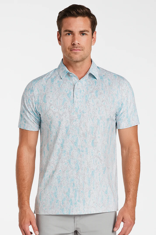 Cactus Print Polo Shirt for Men - Quick Dry Antimicrobial Slim Fit