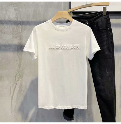 Custom Men Summer Casual Plain Short Sleeved Em Print T-shirt