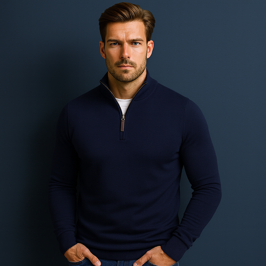 Custom Solid Color Embroidered Stand Collar Knit Quarter Zip-up Pullover Sweatshirt Autumn Digital Printing Sweatshirt