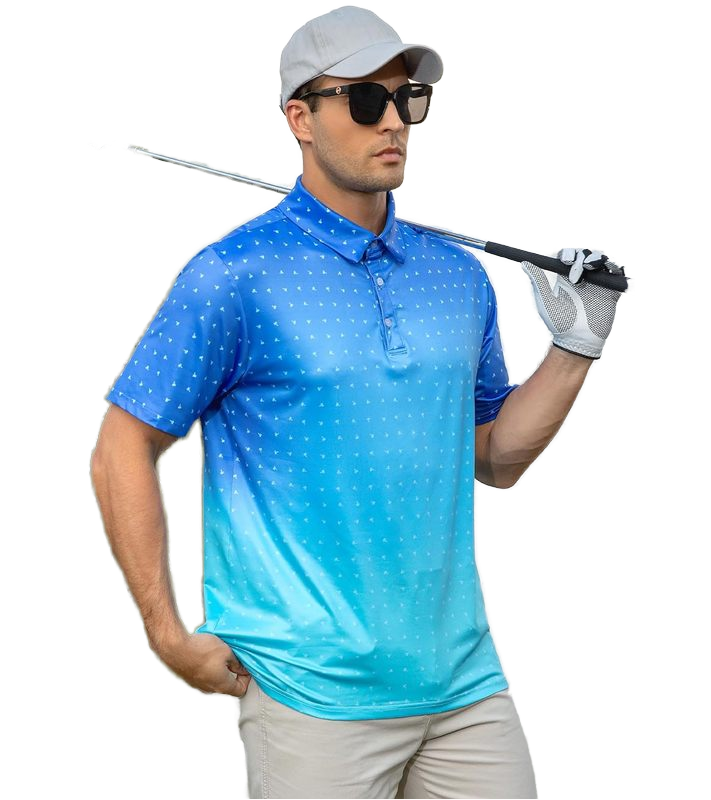 Custom Spandex Polyester Short Sleeve 3D Printed Dry Fit Moisture Wicking 4-Way Stretch Summer Athletic Men Golf Polo Shirts