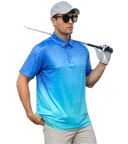 Custom Spandex Polyester Short Sleeve 3D Printed Dry Fit Moisture Wicking 4-Way Stretch Summer Athletic Men Golf Polo Shirts