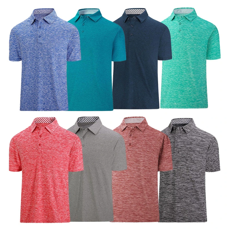 Custom Logo Mens Short Sleeve 3-Button Moisture Wicking Athletic T-Shirts Casual Collared Polo Golf Shirts