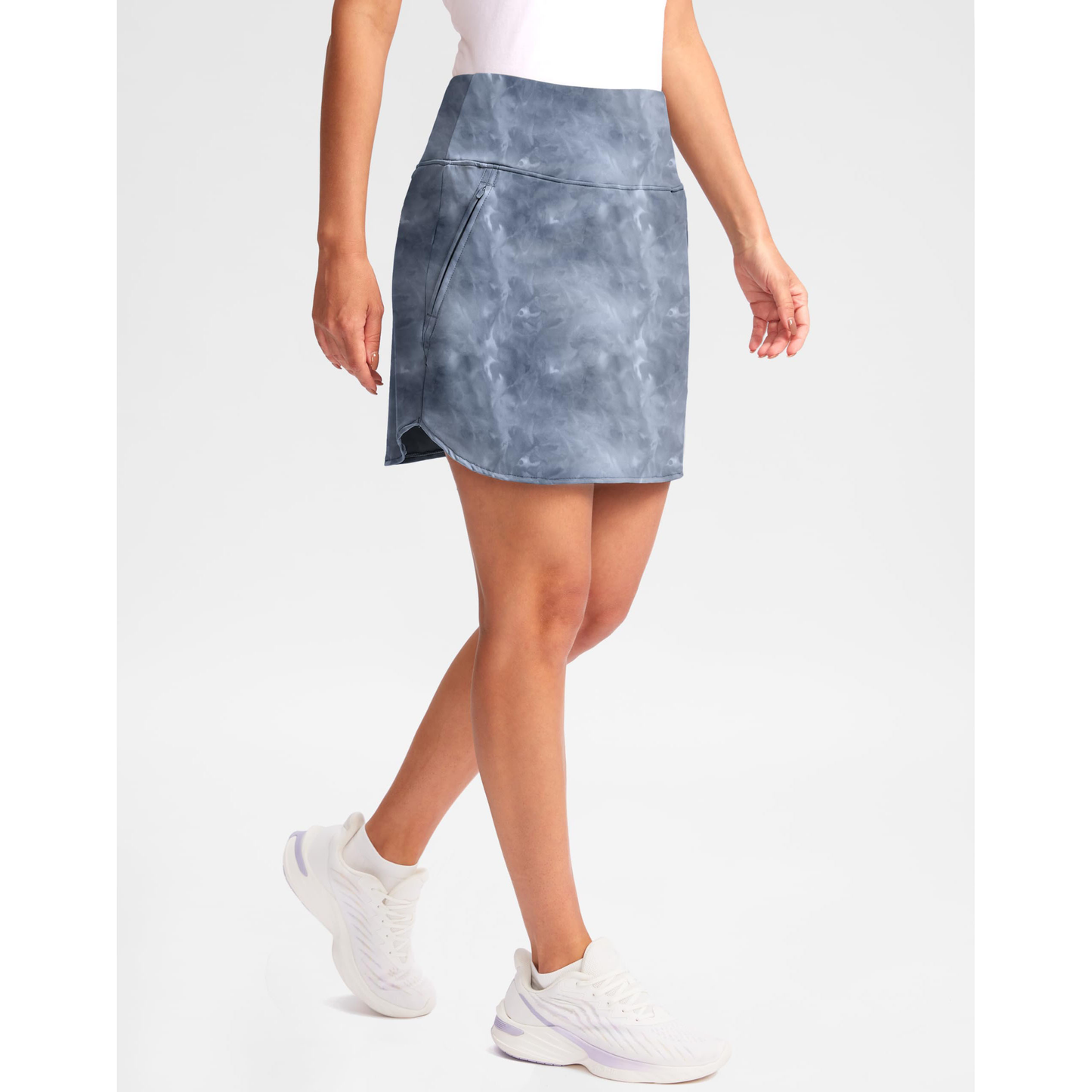 Custom-made four-way stretch high-waisted women's tennis and golf shorts. Casual nylon skirts with zipper pockets, suitable for running and training