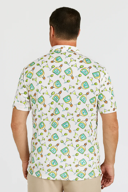 Tequila Drinkware Polo Shirt - Antimicrobial Quick Dry Slim Fit with Themed Pattern