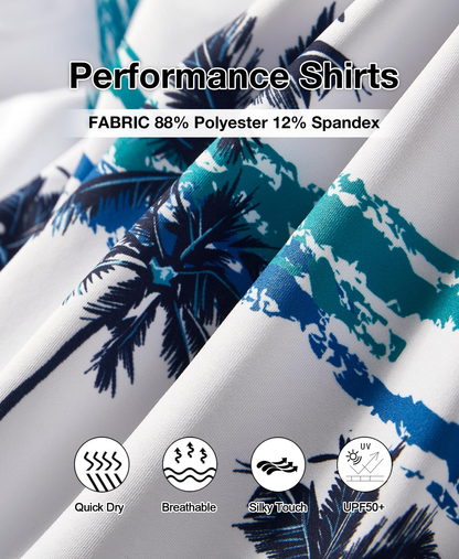 Custom Logo 12% Spandex 88% Polyester Short Sleeve Dry Fit Moisture Wicking Hawaiian Tropical Print Performance Golf Polo Shirts