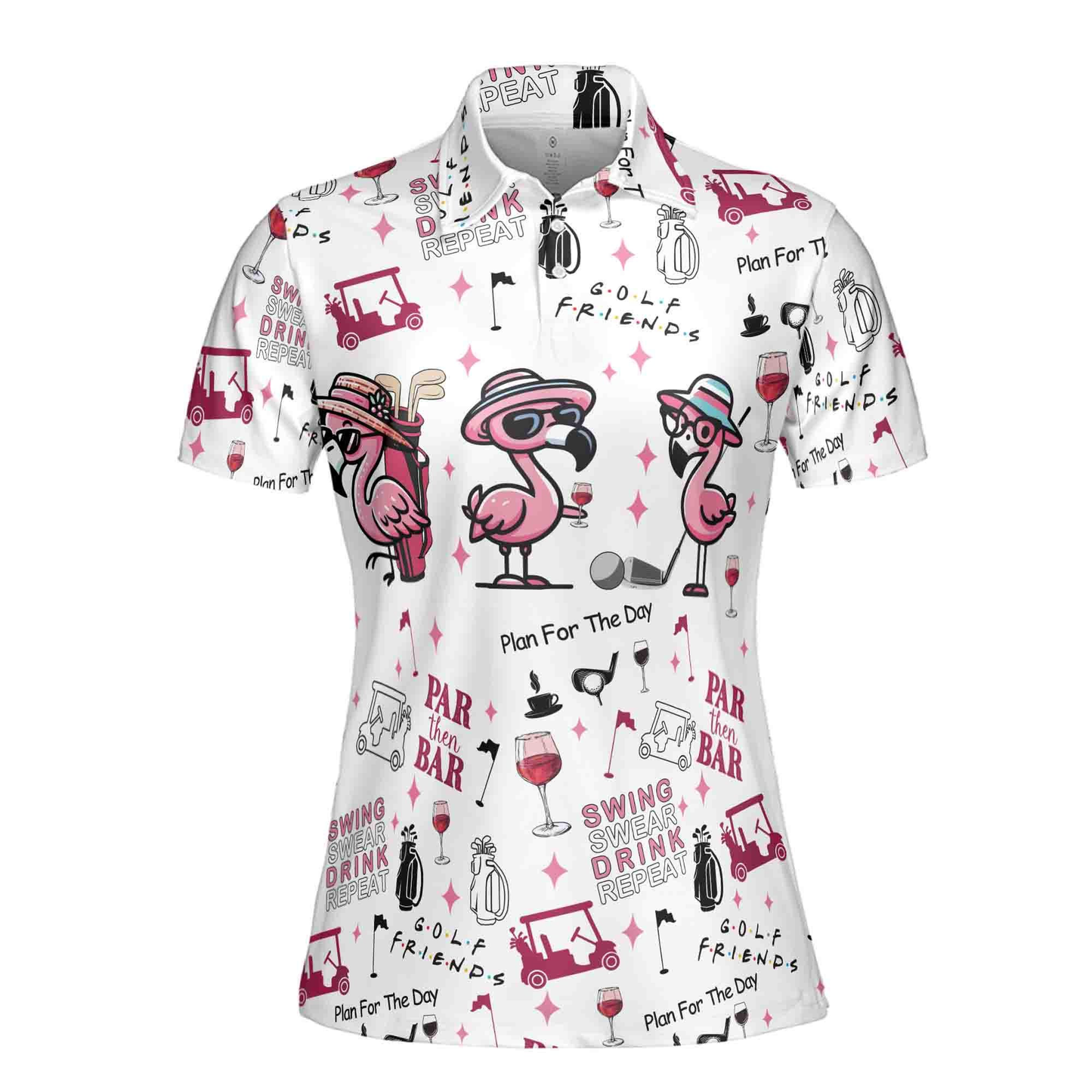 OEM customized logo high-quality quick-drying slim-fit printed rib-knitted golf clothing women's Polo shirts
