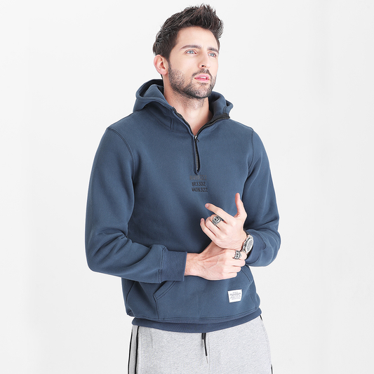 Custom Logo Print Letter Cotton Fashion Casual Loose Oversize Plus Size Half Zip Men Hoodies Sweatshirt