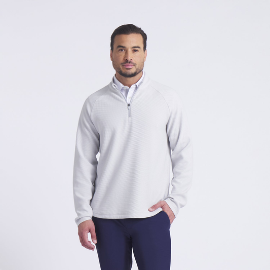 Customized men's luxurious sports slim-fit long-sleeved personalized 1/4 zip gray pullover sports jacket, men's golf sports shirt