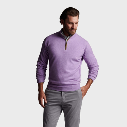 Custom Logo Winter Plain Artisan Crafted Cashmere Flex Quarter Zip Neck Purple Golf Pullover Men's Sweaters