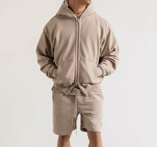Custom logo Printed Design 100% Cotton Long Sleeve Heavyweight Oversized Plain Color Solid Full Zip up Hoodies for Men