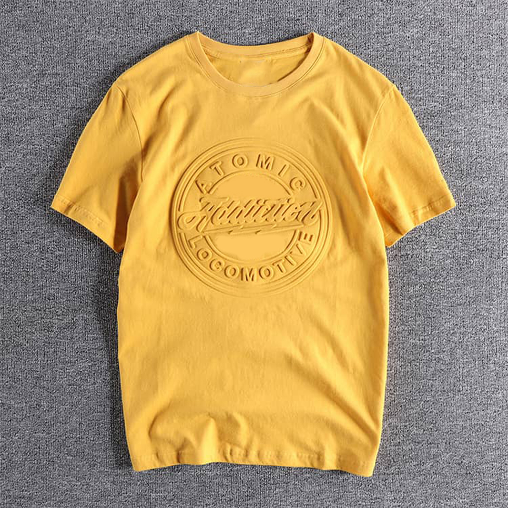 Custom Summer Relief 3d Letter T-shirt Europe and the United States Men's Short Sleeve 100% Cotton Em Casual Shirt