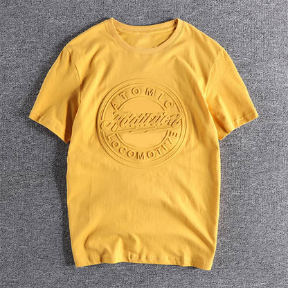 Custom Summer Emed 3D Lettering T-shirt for European American Men's Short Sleeve O-neck 100% Cotton Washed Old Casual Tops
