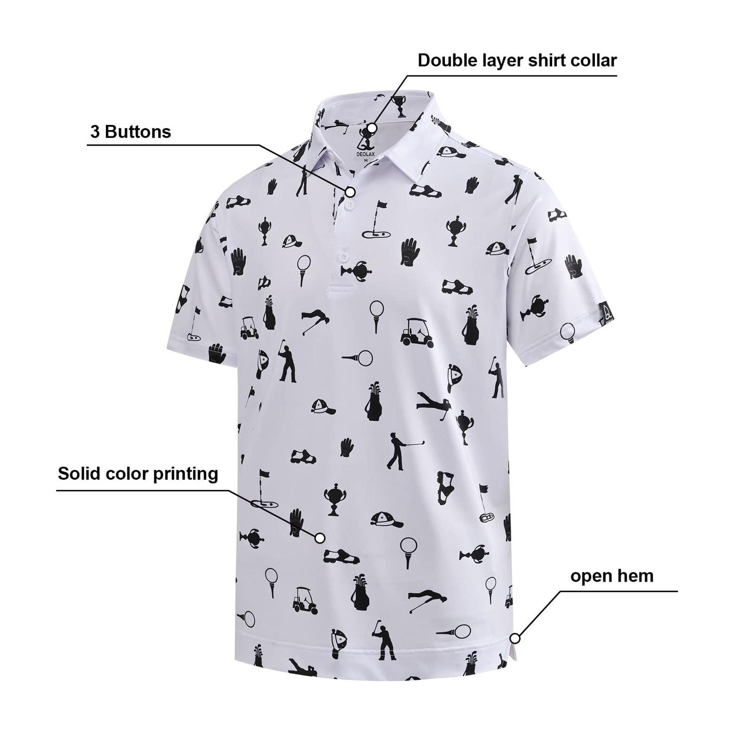 Custom Logo Moisture Wicking Dry Fit Performance Regular Fit Fashion Print Lightweight Soft Mens Golf Polo Shirts
