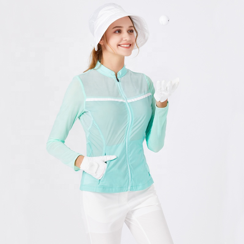 Custom Logo Design Golf Wear Clothing Zip up Long Sleeve Women Lady Golf Jacket