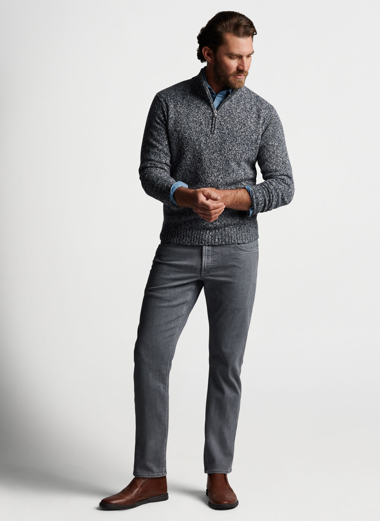 Custom Designer Knitted Polyester Cotton Quarter Fleece 1/4 Zip Plus Size Oversize Sweater for Men