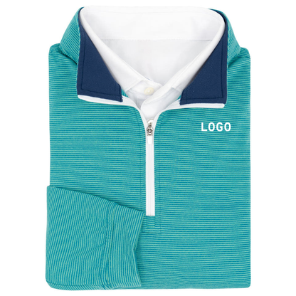 Custom Embroidered logo Anti-wrinkle Sport Long Sleeve Polyester Half Chest Quarter Zip Pullover Golf Jersey for Men