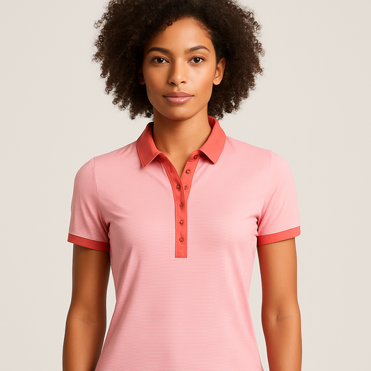 Custom-made 100% cotton women's polo shirts with three buttons, short sleeves and collars. They are knitted uniforms for casual wear in summer, cool and breathable.