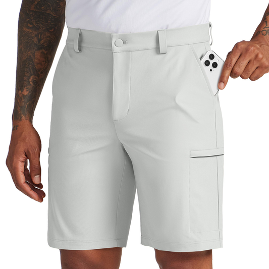 Custom-made logo stretch work shorts, quick-drying, sporty and casual 100% polyester shorts with pockets, men's golf shorts