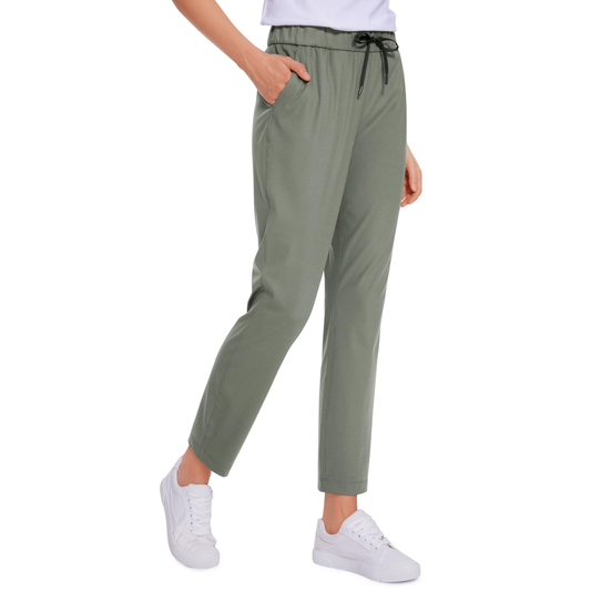 Customized elastic women's jogging pants with pockets, sporty pants that are lightweight, breathable and long, featuring a drawstring