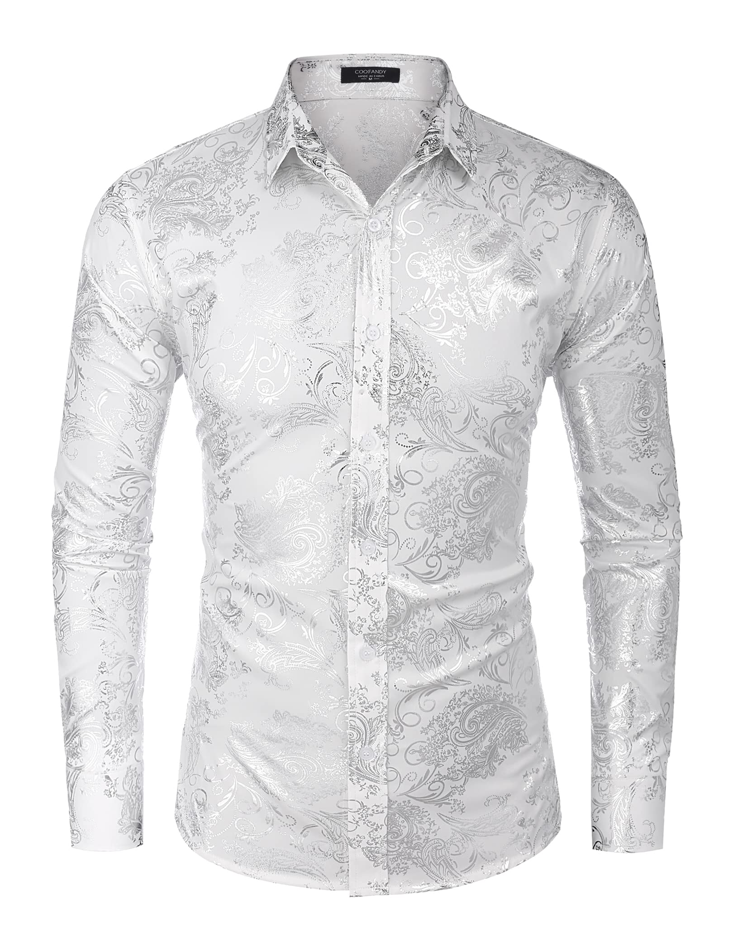 Custom Elegant White Floral Printed Design Shirts Casual Button Down White Shirt for Men Formal