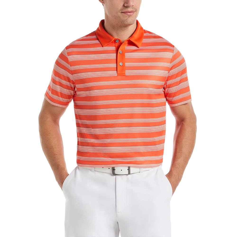 Luxury Men's Orange Golf for Polo Shirt Custom Logo Full-Print Sublimation Slim Fit Stretch Jersey Summer All-Striped T-Shirt