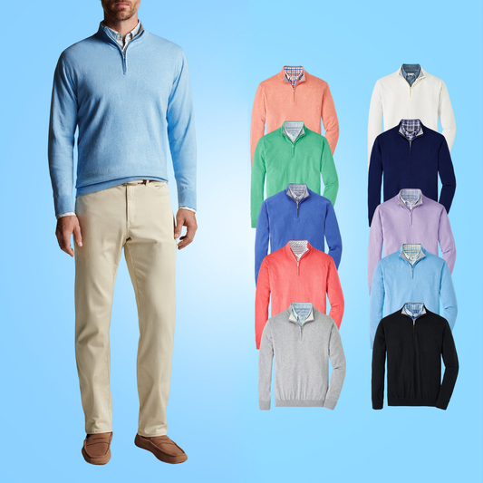 Custom Logo 100% Cotton Plain Solid Long Sleeve Knitted Men's Golf Pullover Winter 1/4 Zip Neck Sweater Anti-Shrink Knitwear for