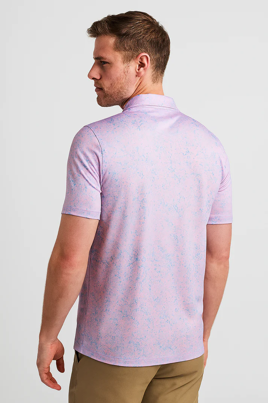 Pink Blue Splatter Polo Shirt - Antimicrobial Quick Dry Slim Fit