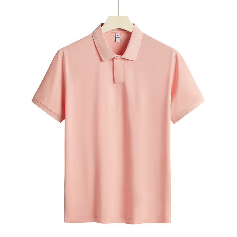 Custom Logo Summer Casual Loose Solid Short Sleeve Breathable 100% Cotton T-shirts Tops Mens Polo Shirt
