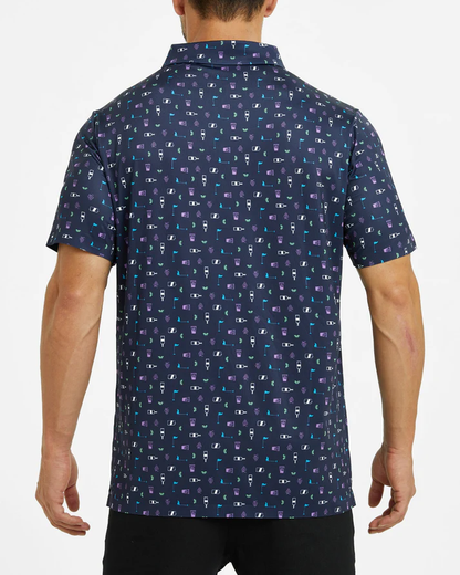 Men's Golf Polo Shirt with Celebration Print for Stylish Play