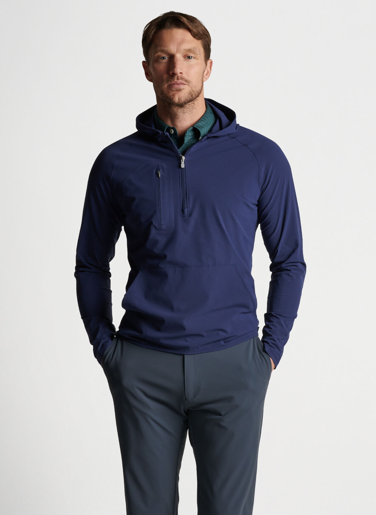 Custom Logo High Quality Luxury Plain 1/4 Quarter Zip Collar Golf Hoodie Pullover Oversized Men's Sweatshirt