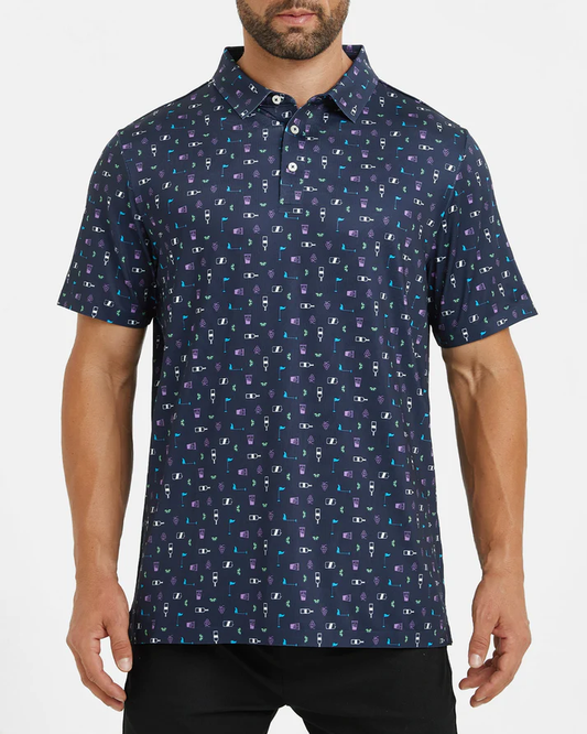 Men's Golf Polo Shirt with Celebration Print for Stylish Play