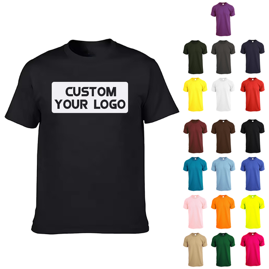 OEM Custom Men's Cotton T-Shirt Casual Loose Solid Color Basic T Shirts Men Summer Baggy Tshirt Fashion Large Size
