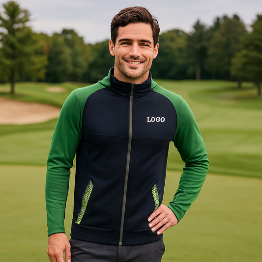 OEM Custom Men's Windproof and Waterproof Sports Jacket for Running Golf and Hiking with Front Logo Position