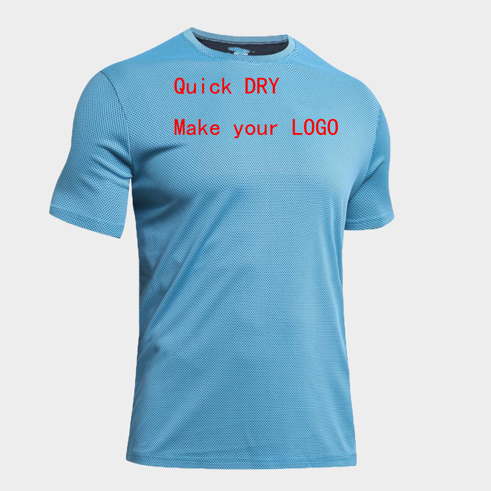 Custom Logo Breathable Quick Dry Blank Sport Dot Print O-Neck T Shirt for Men