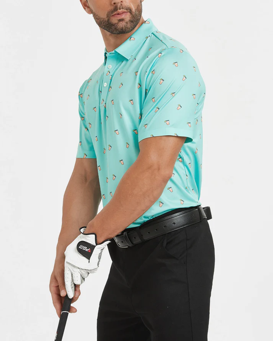 Men's Blue Golf Polo Shirt - Summer Iced Lemon Style for Ultimate Comfort