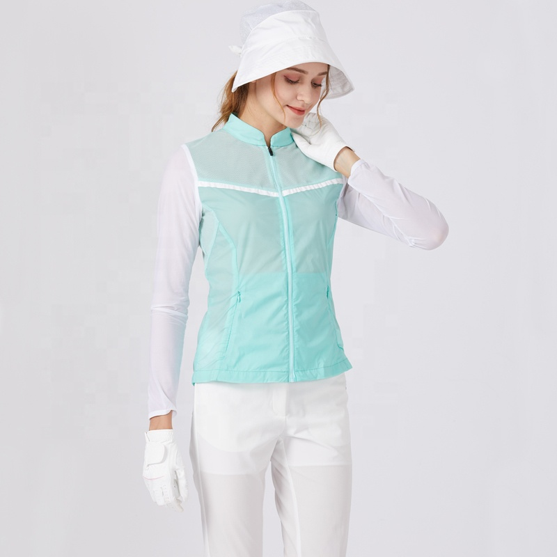 Custom Logo Design Golf Wear Clothing Zip up Long Sleeve Women Lady Golf Jacket
