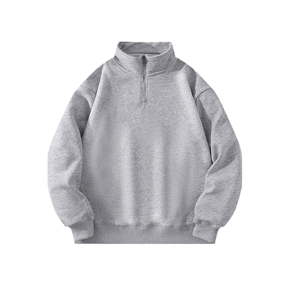 Men's High Quality Custom Cotton Half Zip Neck Crew Sweatshirt Fashion Embroidery Stand Collar Jumper Loose Fit Winter Style