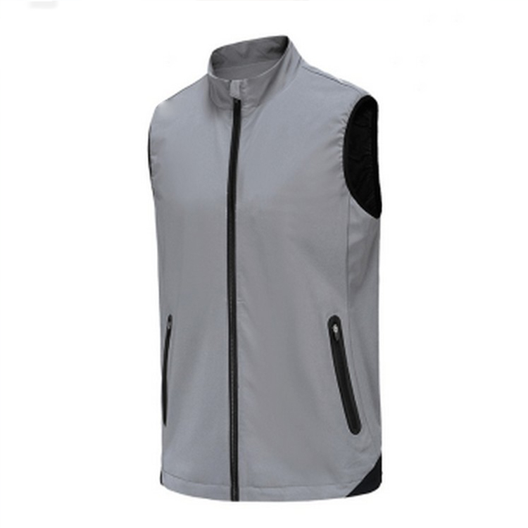 Fashionable custom logo men's practical full-zip polyester golf vests, waterproof vests with pockets