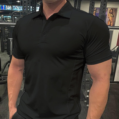 Custom Logo 4 Way Stretch Black 100% Polyester Dry Moisture Wicking Performance Outdoor Casual Men's Golf Polo Shirt