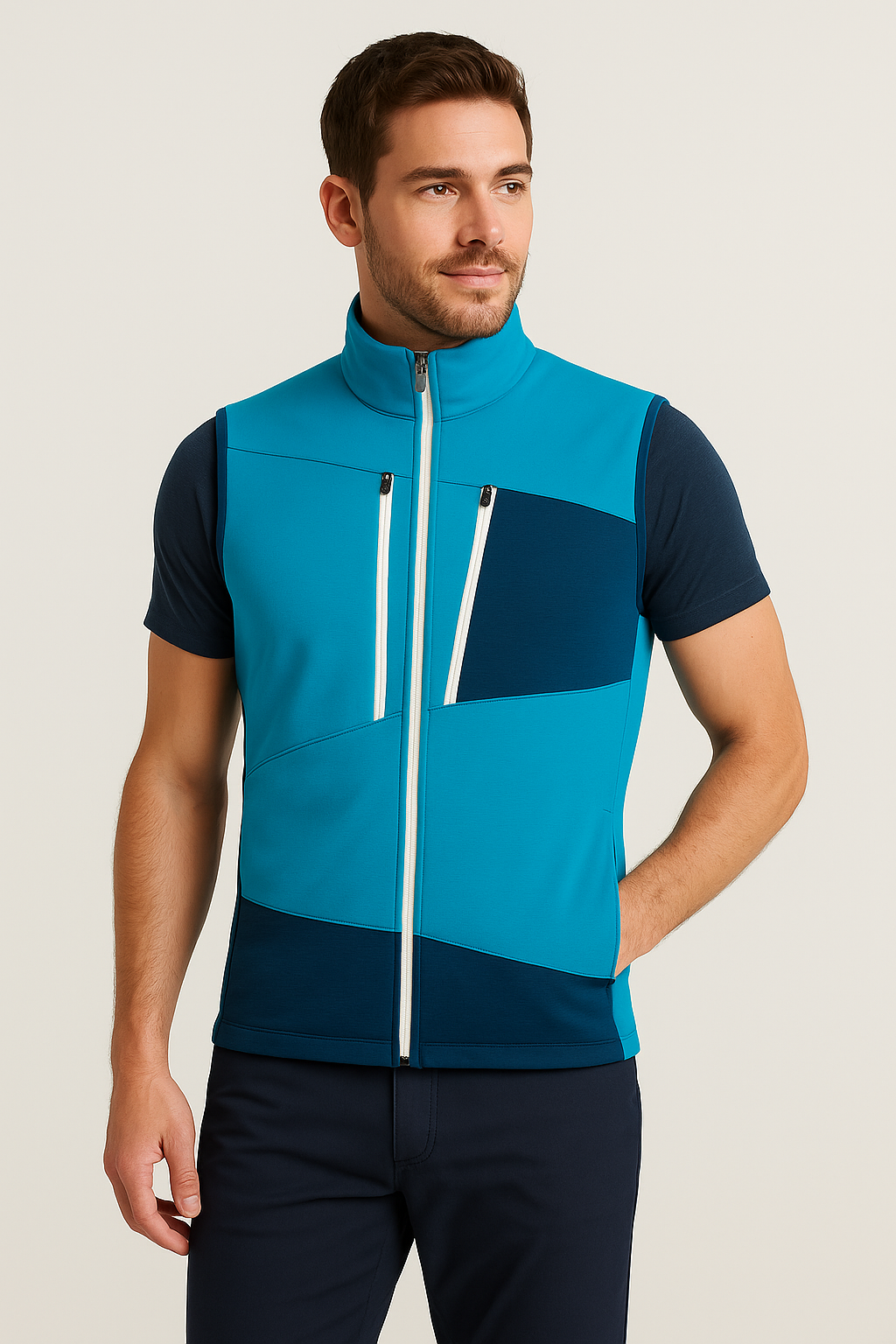 Customized windproof and lightweight jackets with pockets, sleeveless jackets, lightweight soft shells, men's work and golf vests
