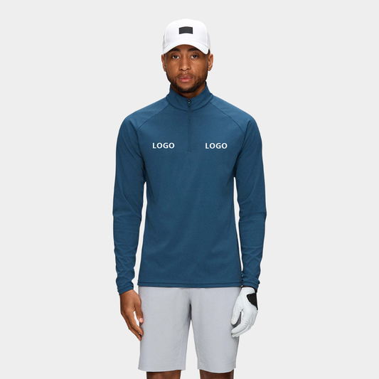 Custom Logo Print Luxury Long Sleeve 1/4 Quarter Zip Collar Fitness Sport Golf Pullover Hoodies Sweatshirts for Men