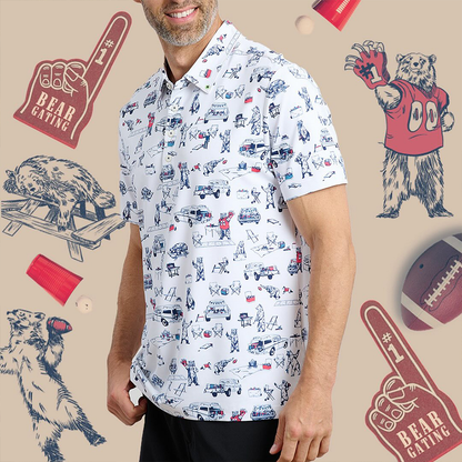 Custom logo Embroidered 92% Polyester 8% Spandex Luxury Performance Tshirts High Quantity Bear Print T-shirts Golf Polos