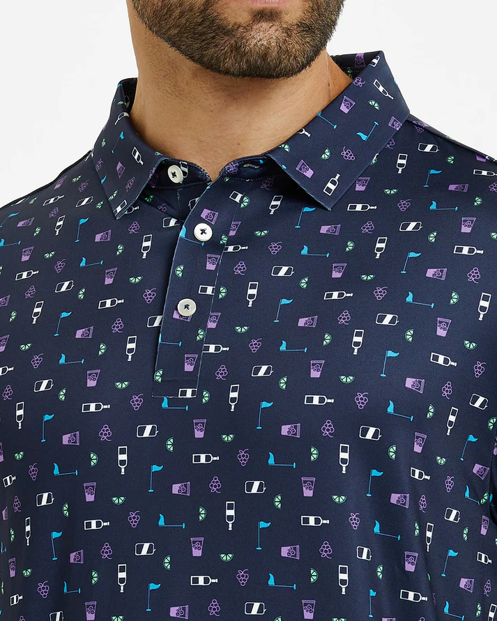 Men's Golf Polo Shirt with Celebration Print for Stylish Play