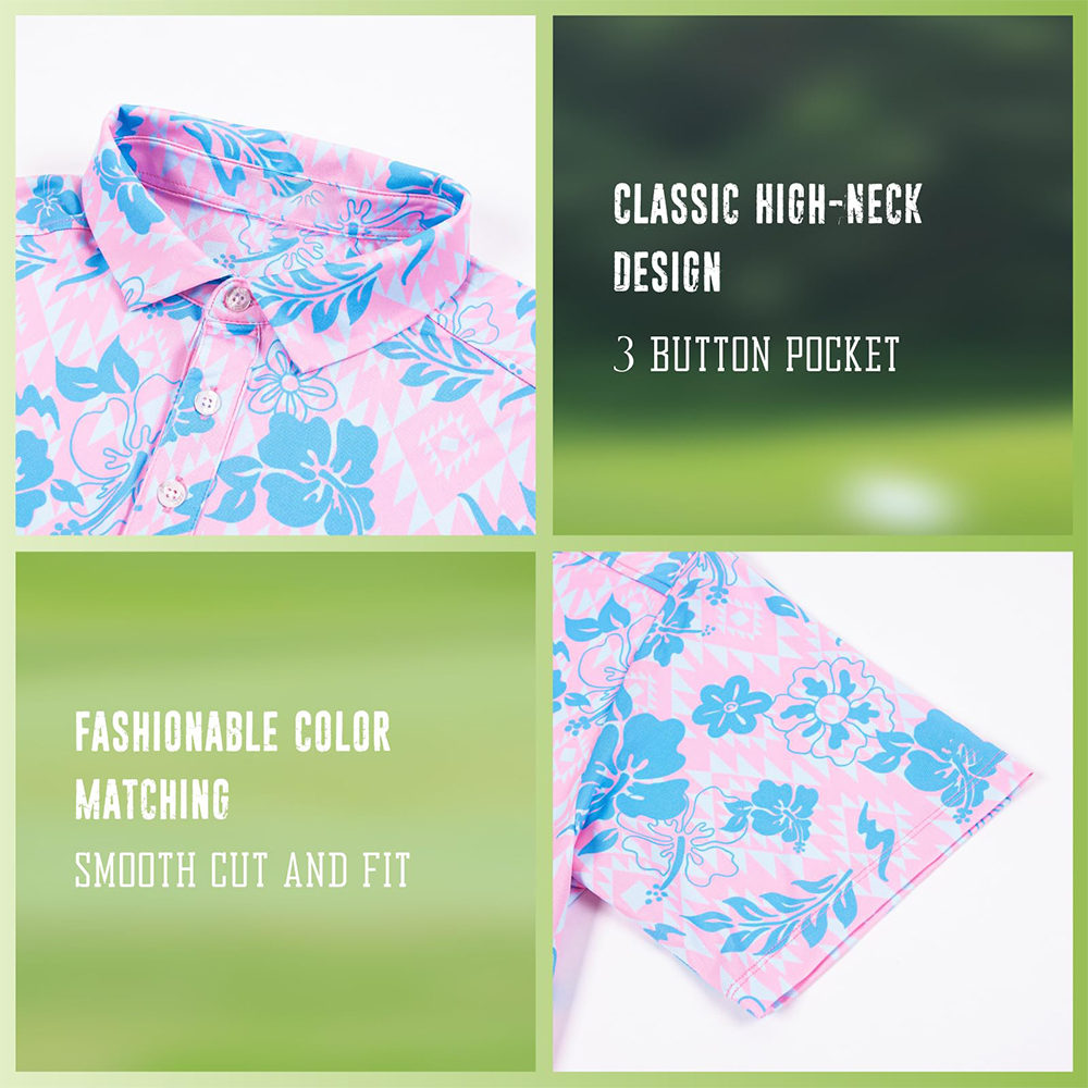 Custom logo Spandex Polyester Moisture Wicking 4 Way Stretch Elastic Full All Over Print Sublimation Dry Fit Golf Polo Shirts